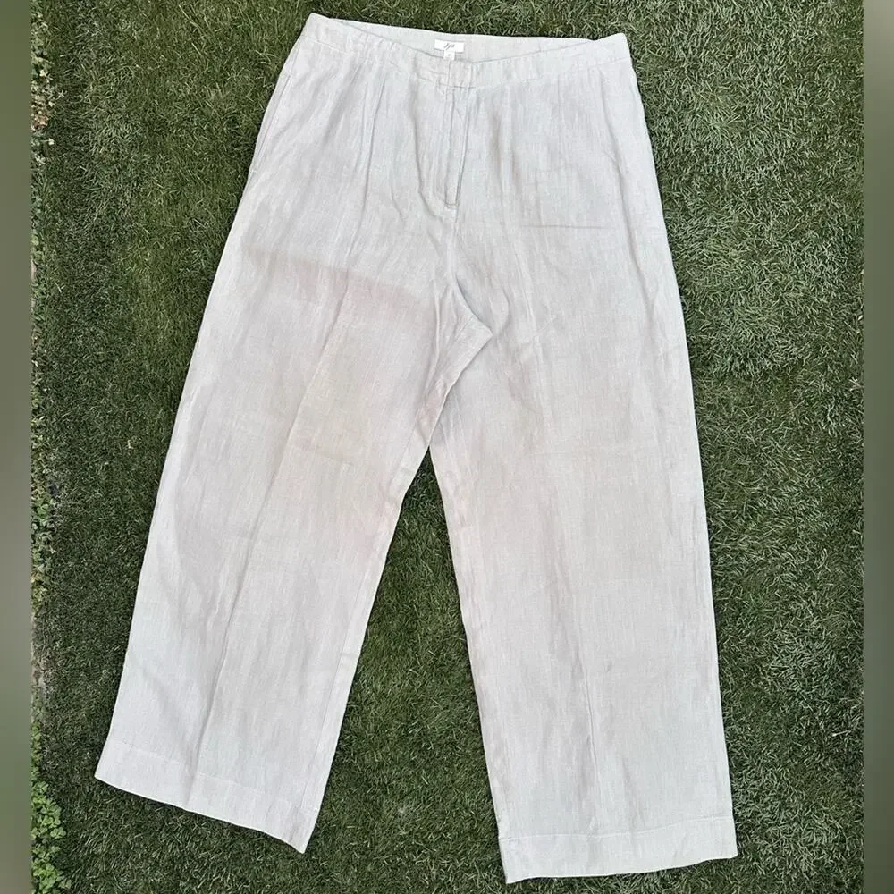 J.Jill Womens 100% Linen Wide Leg Pants Quiet Luxury Flowy Lagenlook Trousers 12 - Picture 2 of 10